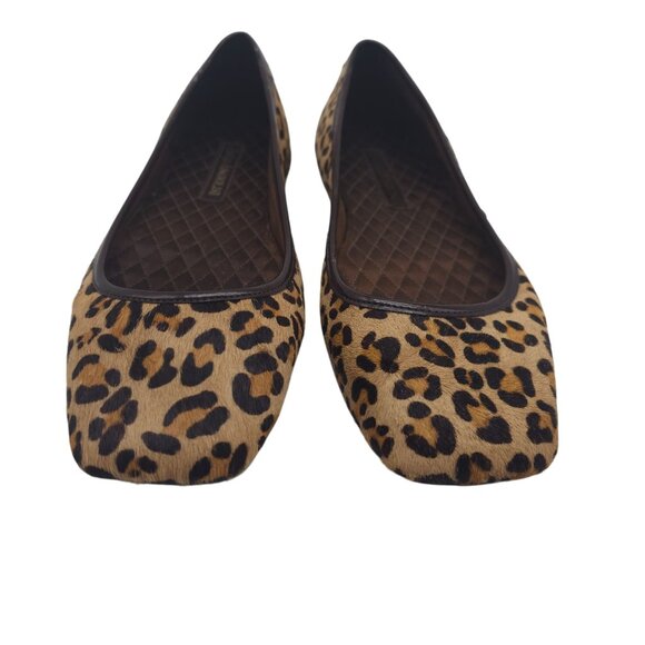 Enzo Angiolini Womens Leopard Print Square Toe Flats 6 M Faux Fur Slip-Ons - Picture 2 of 8